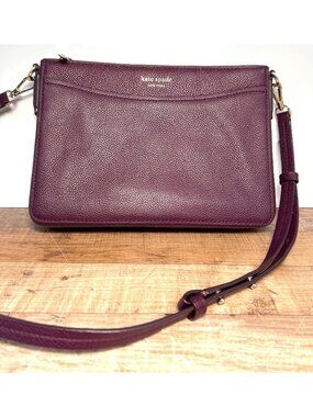 Kate Spade New York Burgundy Leather Crossbody Bag With Adjustable Strap